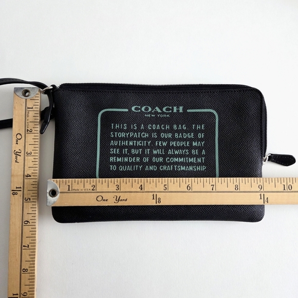 Coach Black Zippered Pouch With Large Teal Story Patch & Wrist Strap W/Snap - Picture 13 of 16